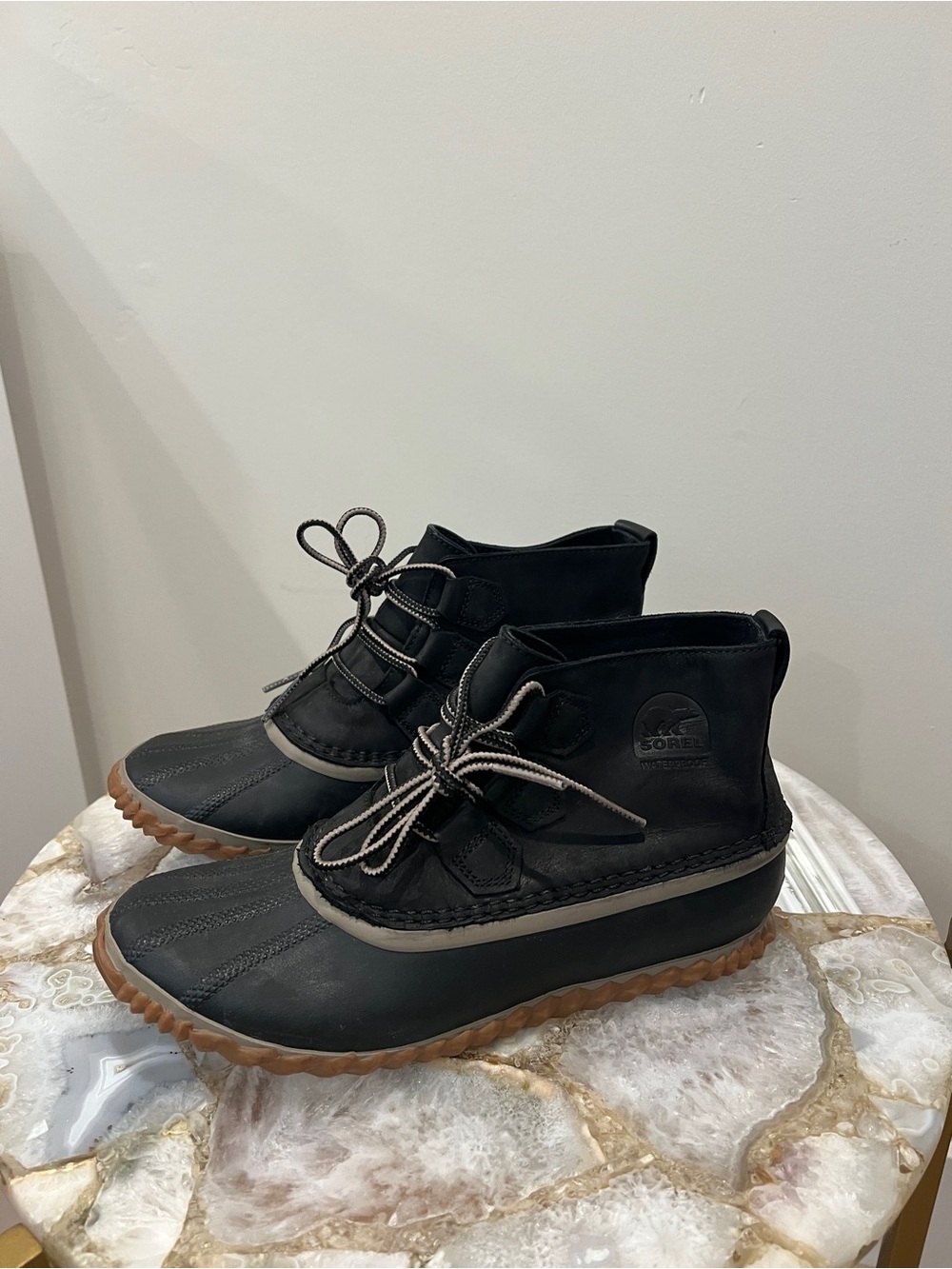 Sorel Men's Black Duck Boots with Brown Outsoles